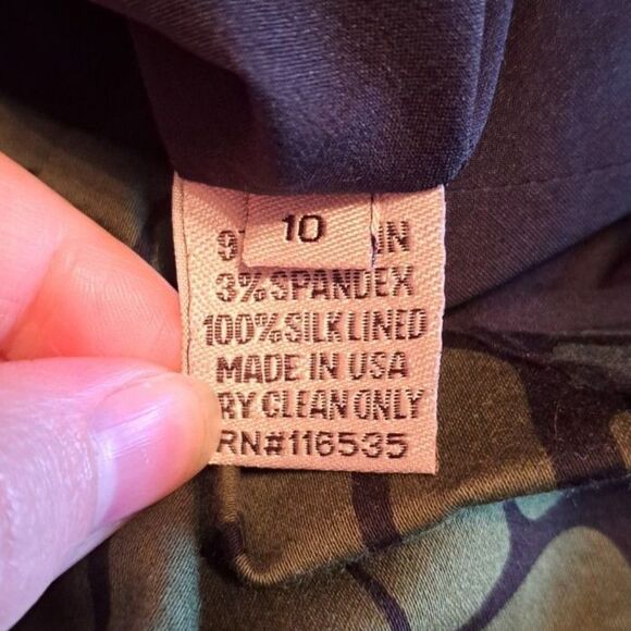 Lela Rose Women's Size 10 Sleeveless V-Neck Sheath Dress Green &Black Silk Blend - Picture 11 of 12